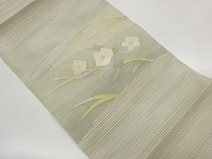 絽抽象花葉・枝模様織出し名古屋帯